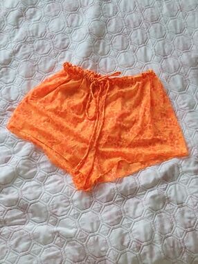 California Waves Orange Sheer Swim Coverup Shorts